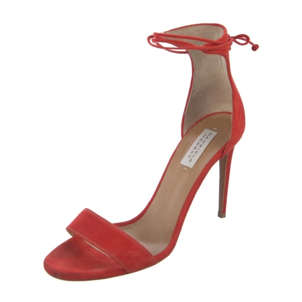 Gabriela Hearst Hibiscus Red Suede Wrap Around Strappy Heel Sandals (IT40/US 10)